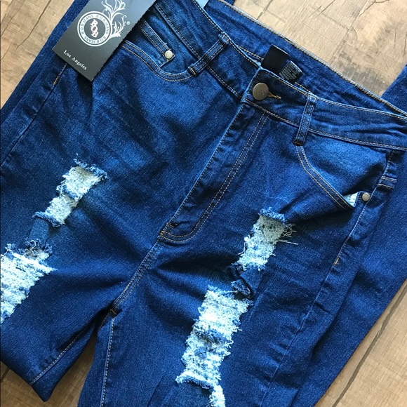 Fashion Nova Say Yes To Distress Jeans - Dark Wash - Picture 7 of 7